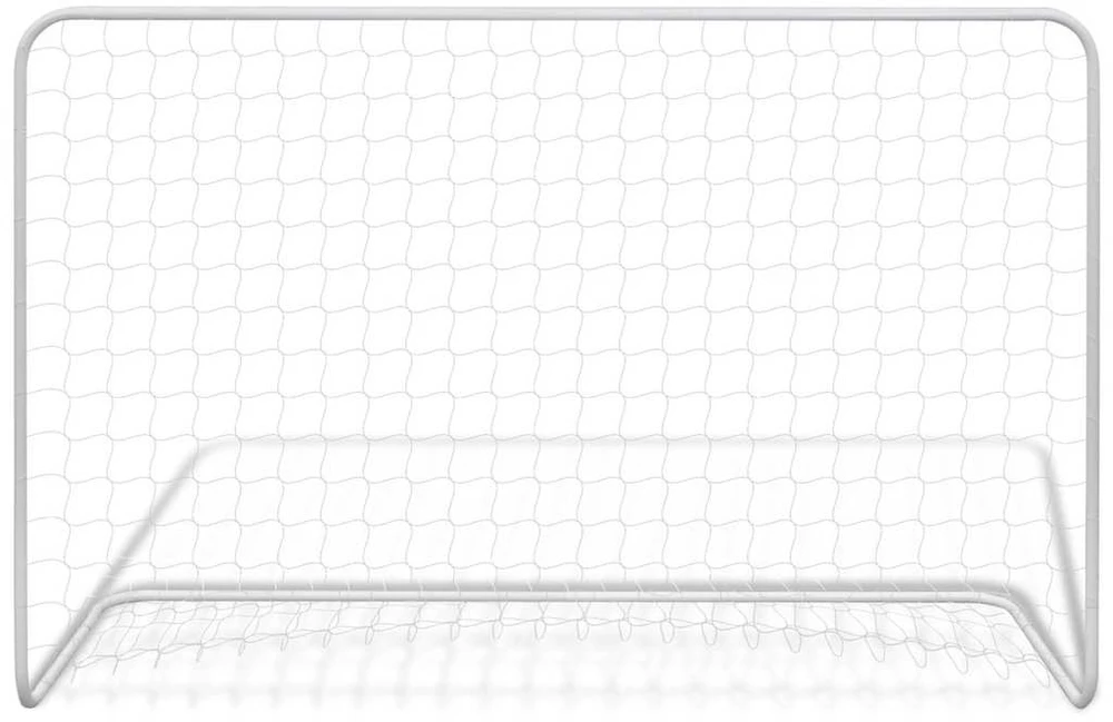 Futbolo vartai su tinklu, 2vnt., balta, plienas, 182x61x122cm