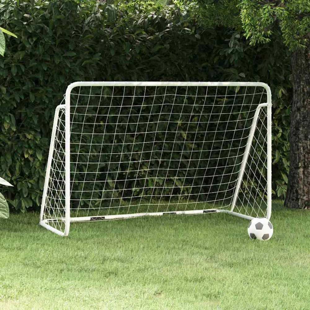 Futbolo vartai su tinklu, balti, 180x90x120cm, plienas