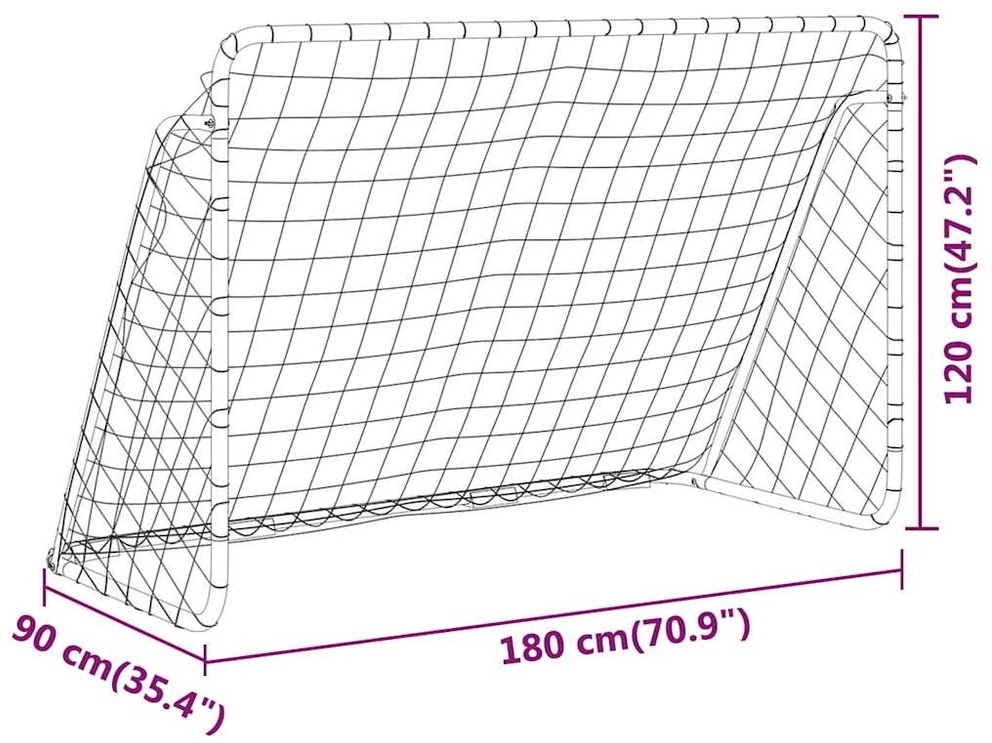 Futbolo vartai su tinklu, balti, 180x90x120cm, plienas