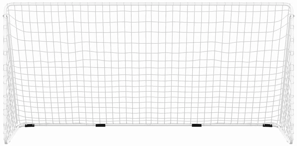 Futbolo vartai su tinklu, balti, 366x122x182cm, plienas