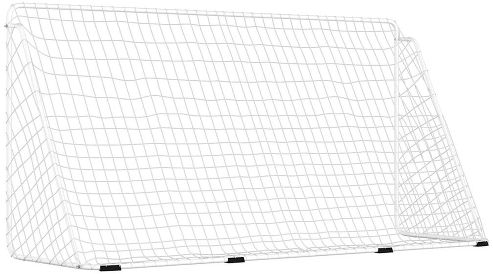 Futbolo vartai su tinklu, balti, 366x122x182cm, plienas