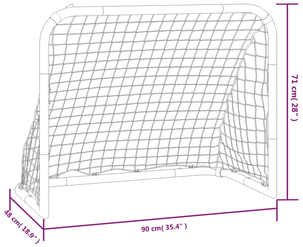 Futbolo vartai su tinklu, raudoni ir juodi, 90x48x71cm, plienas