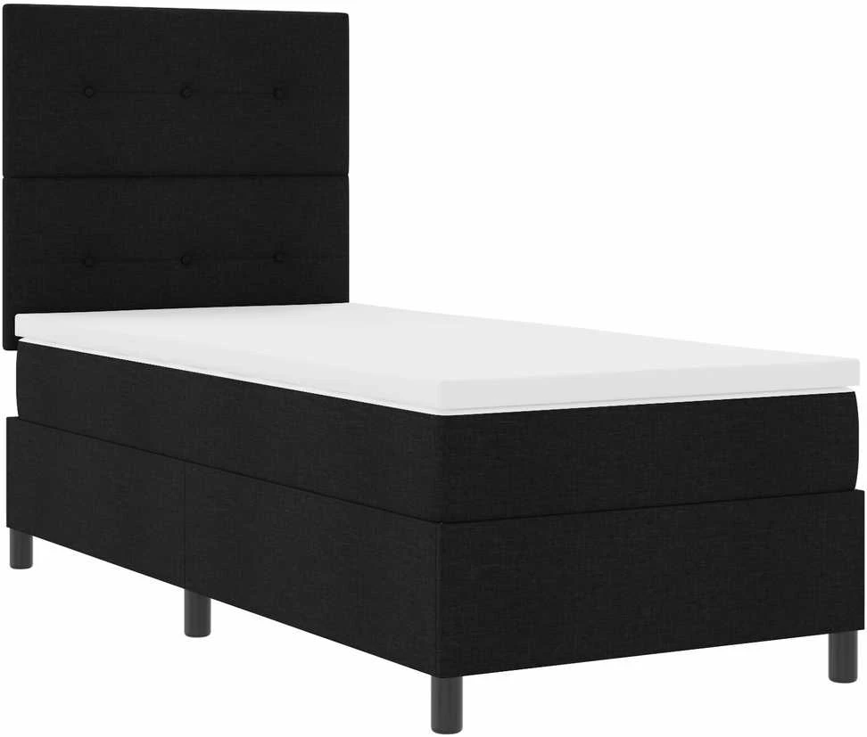 Kiemas lova su LED juostelėmis Juoda 90 x 190 cm audinys