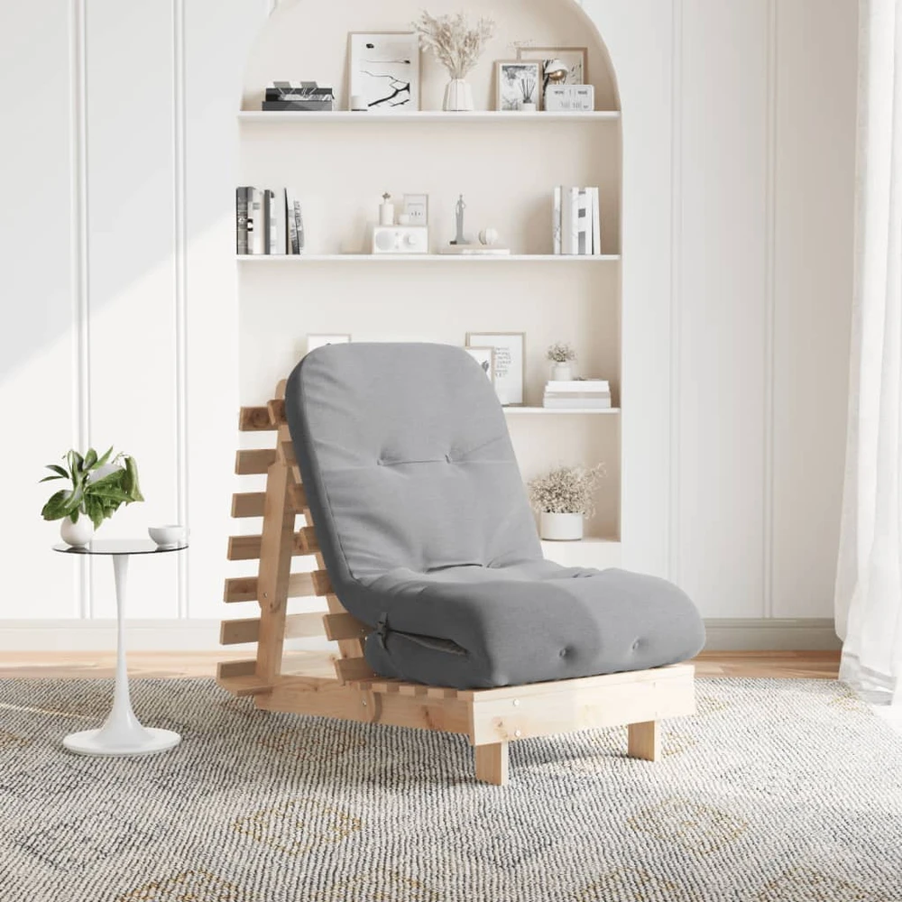 Futono sofa-lova su čiužiniu, 60x206x11cm, pušies masyvas