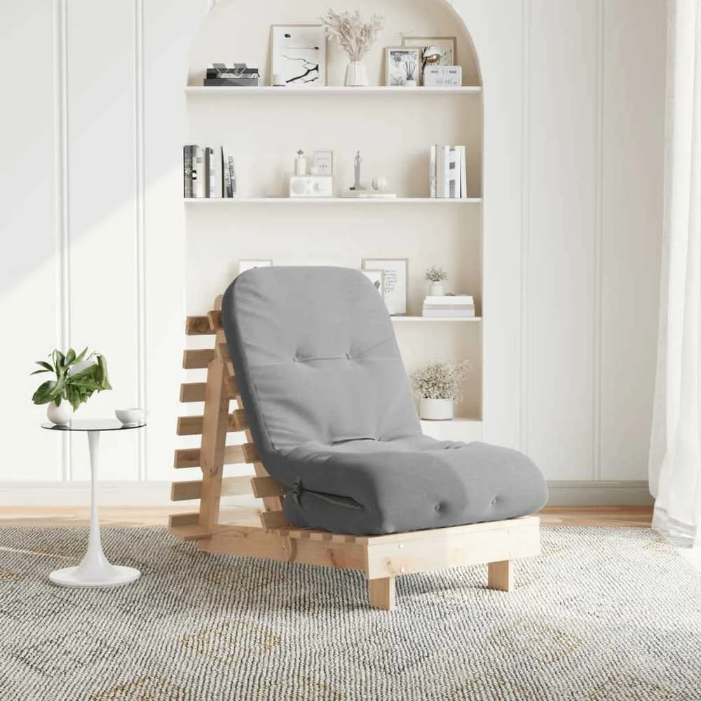 Futono sofa-lova su čiužiniu, 60x206x11cm, pušies masyvas