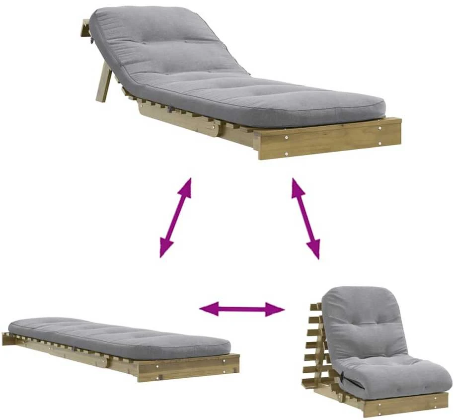 Futono sofa-lova su čiužiniu, 70x206x11cm, impregnuota pušis