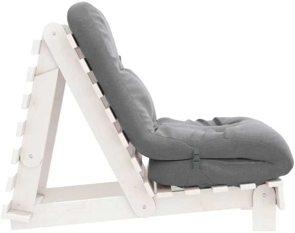 Futono sofa-lova su čiužiniu, balta, 60x206x11cm, pušis