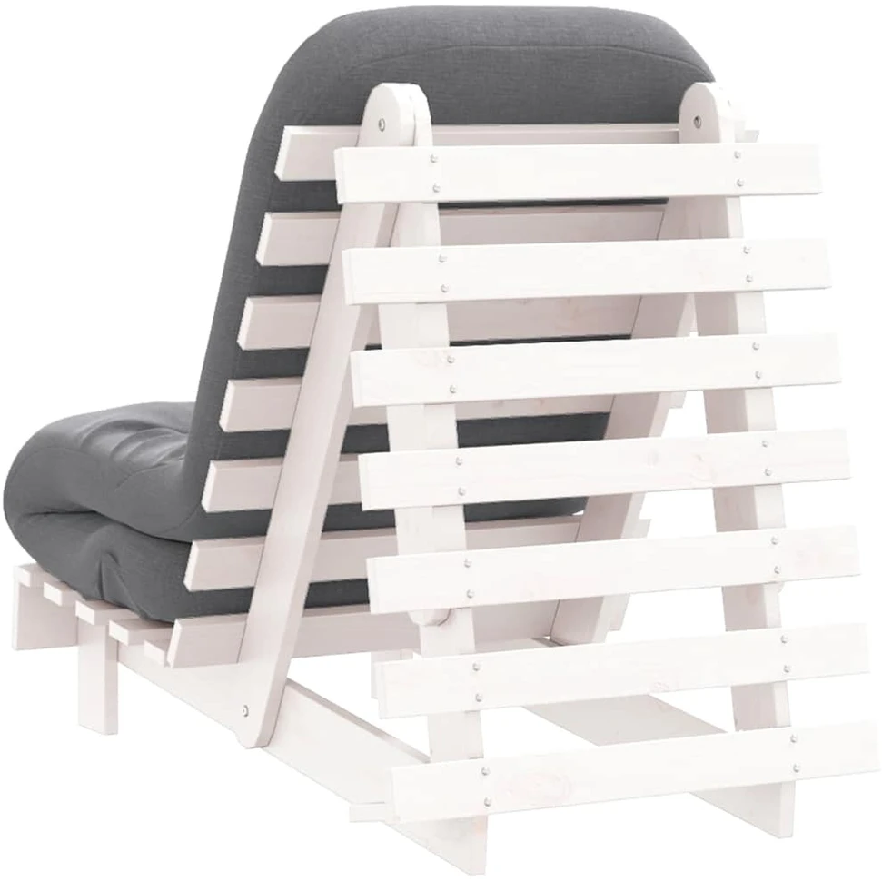 Futono sofa-lova su čiužiniu, balta, 60x206x11cm, pušis