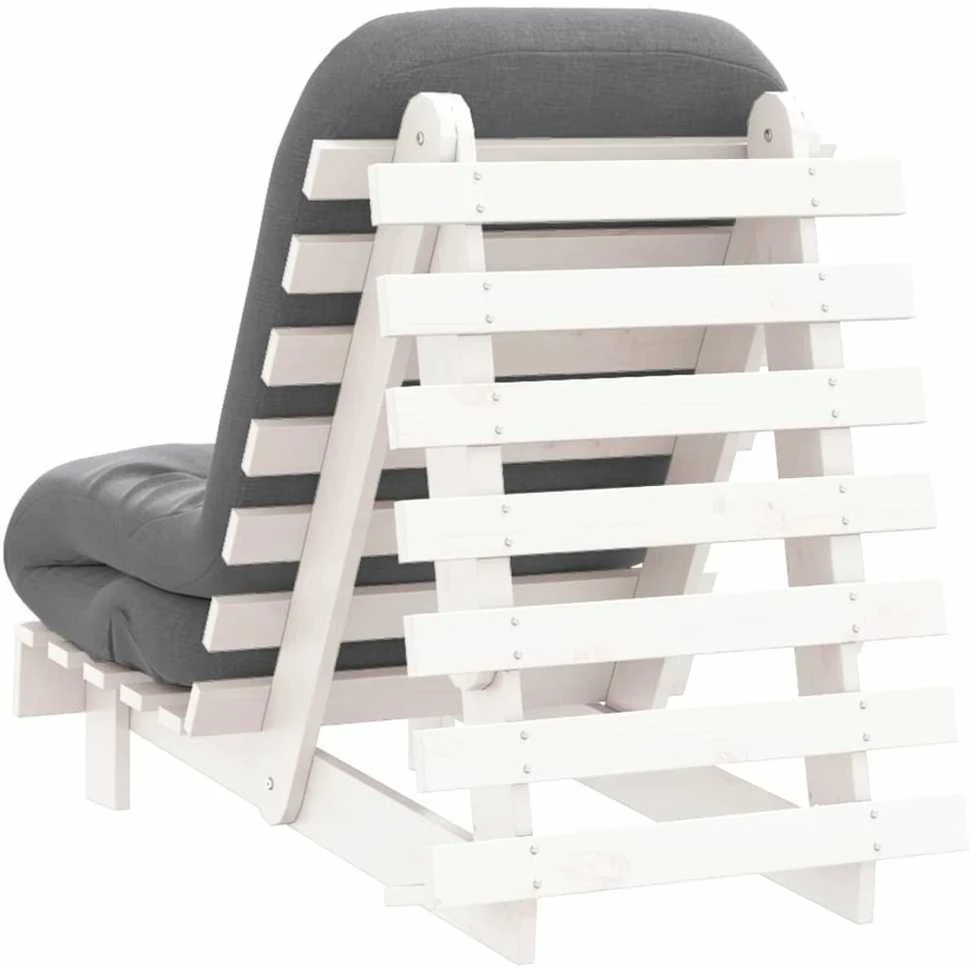 Futono sofa-lova su čiužiniu, balta, 60x206x11cm, pušis