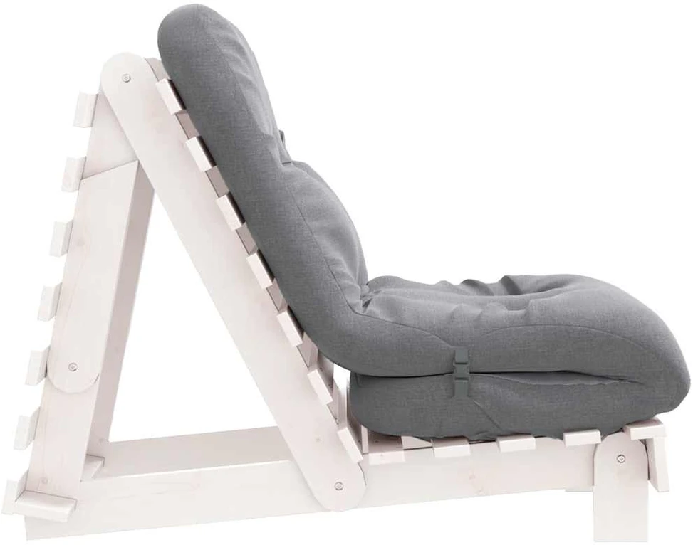 Futono sofa-lova su čiužiniu, balta, 60x206x11cm, pušis