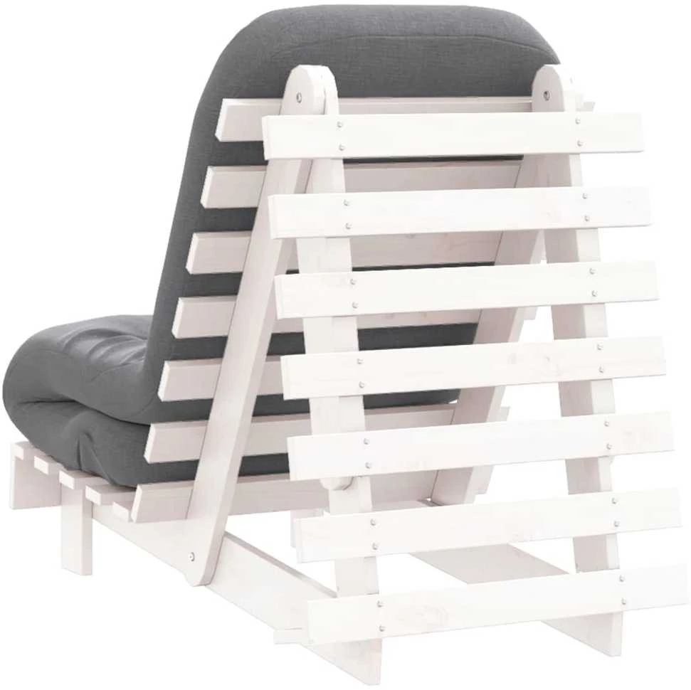 Futono sofa-lova su čiužiniu, balta, 60x206x11cm, pušis