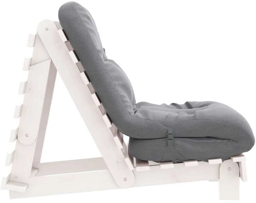Futono sofa-lova su čiužiniu, balta, 60x206x11cm, pušis