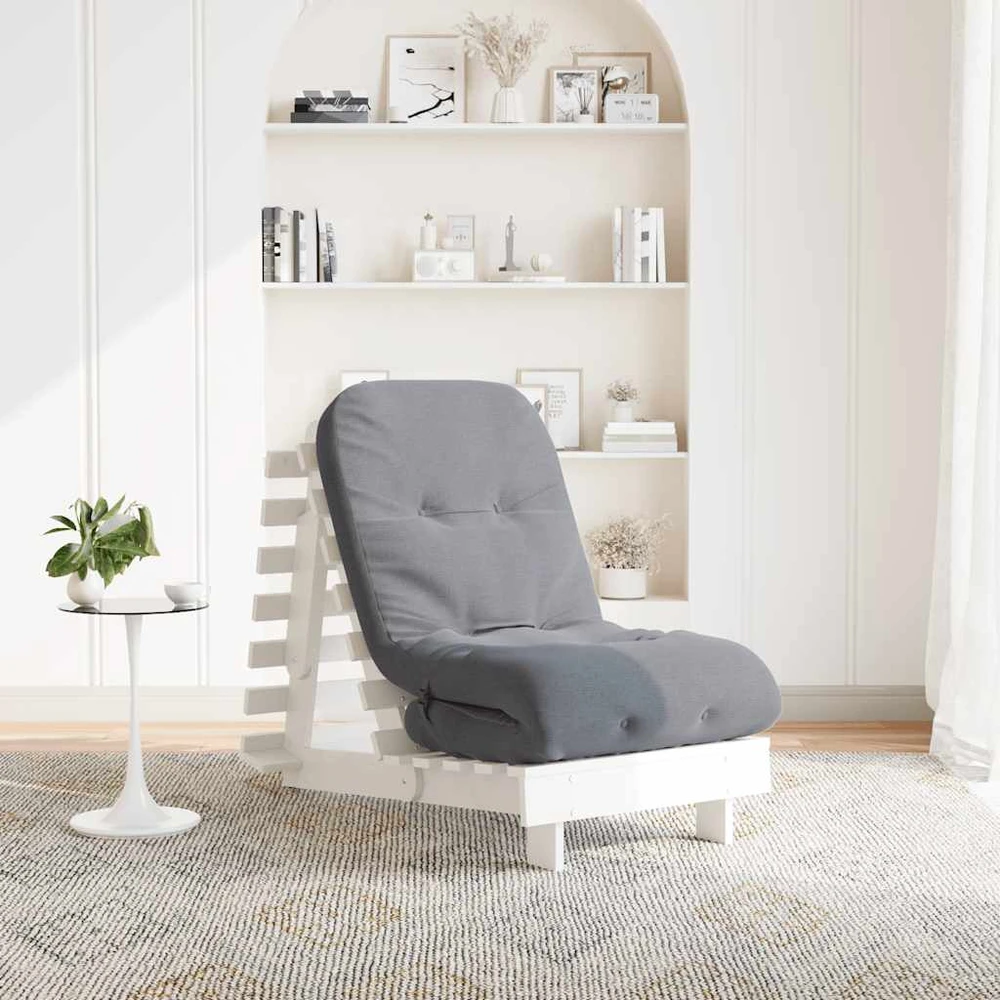 Futono sofa-lova su čiužiniu, balta, 60x206x11cm, pušis