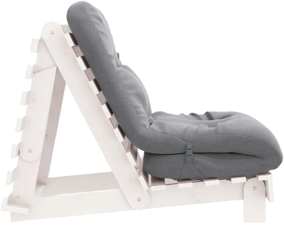 Futono sofa-lova su čiužiniu, balta, 70x206x11cm, pušis