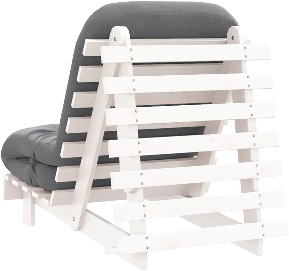 Futono sofa-lova su čiužiniu, balta, 70x206x11cm, pušis
