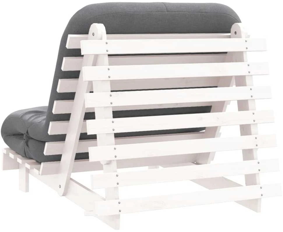 Futono sofa-lova su čiužiniu, balta, 80x206x11cm, pušis