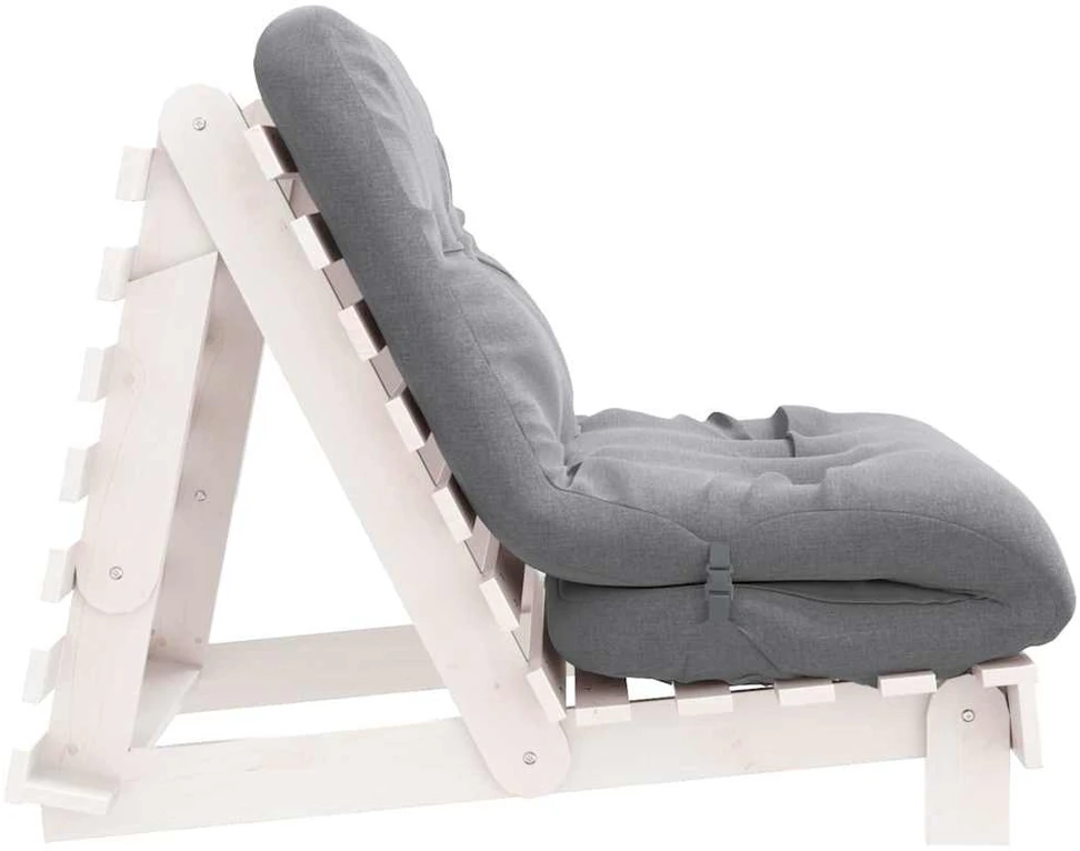 Futono sofa-lova su čiužiniu, balta, 80x206x11cm, pušis