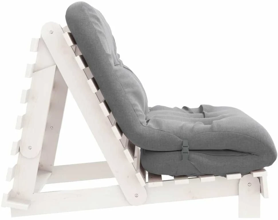 Futono sofa-lova su čiužiniu, balta, 80x206x11cm, pušis