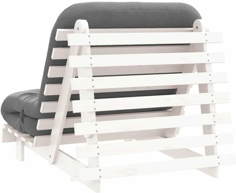 Futono sofa-lova su čiužiniu, balta, 80x206x11cm, pušis