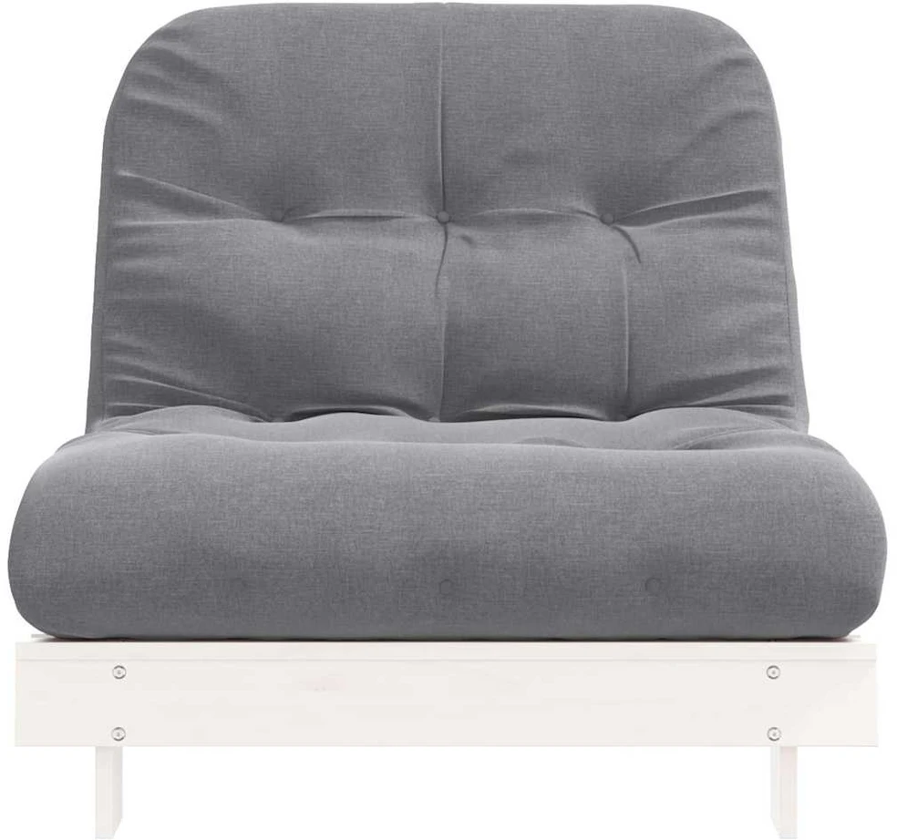 Futono sofa-lova su čiužiniu, balta, 80x206x11cm, pušis
