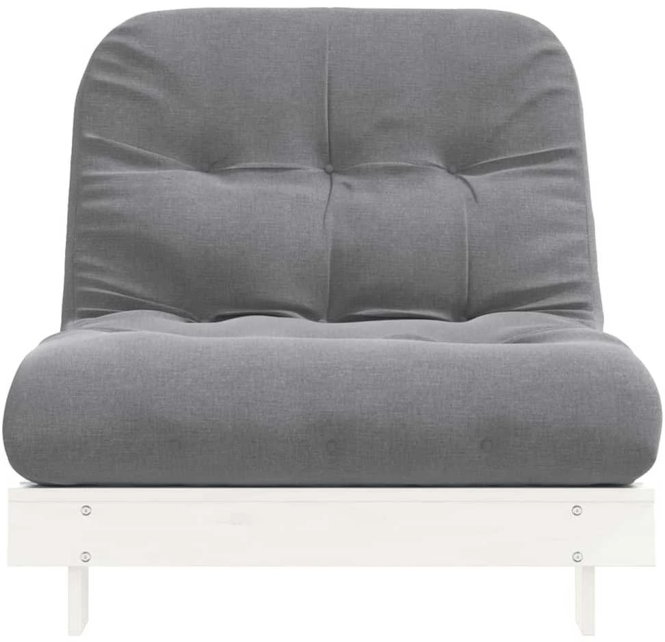 Futono sofa-lova su čiužiniu, balta, 80x206x11cm, pušis