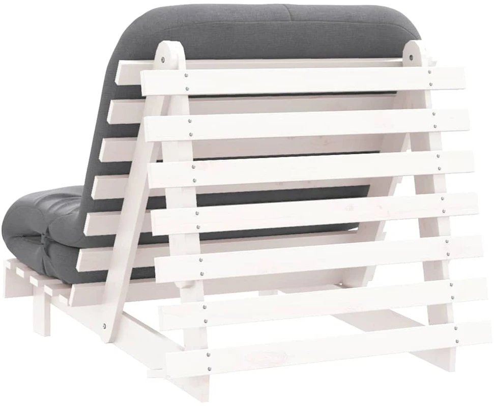 Futono sofa-lova su čiužiniu, balta, 80x206x11cm, pušis