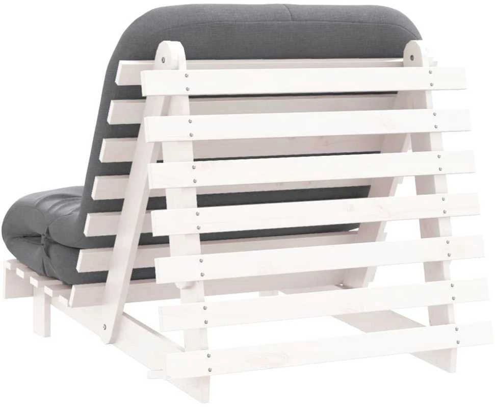 Futono sofa-lova su čiužiniu, balta, 90x206x11cm, pušis