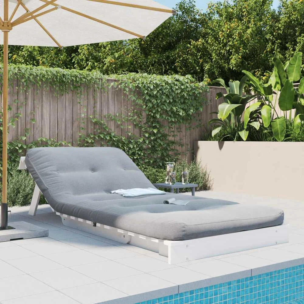 Futono sofa-lova su čiužiniu, balta, 90x206x11cm, pušis
