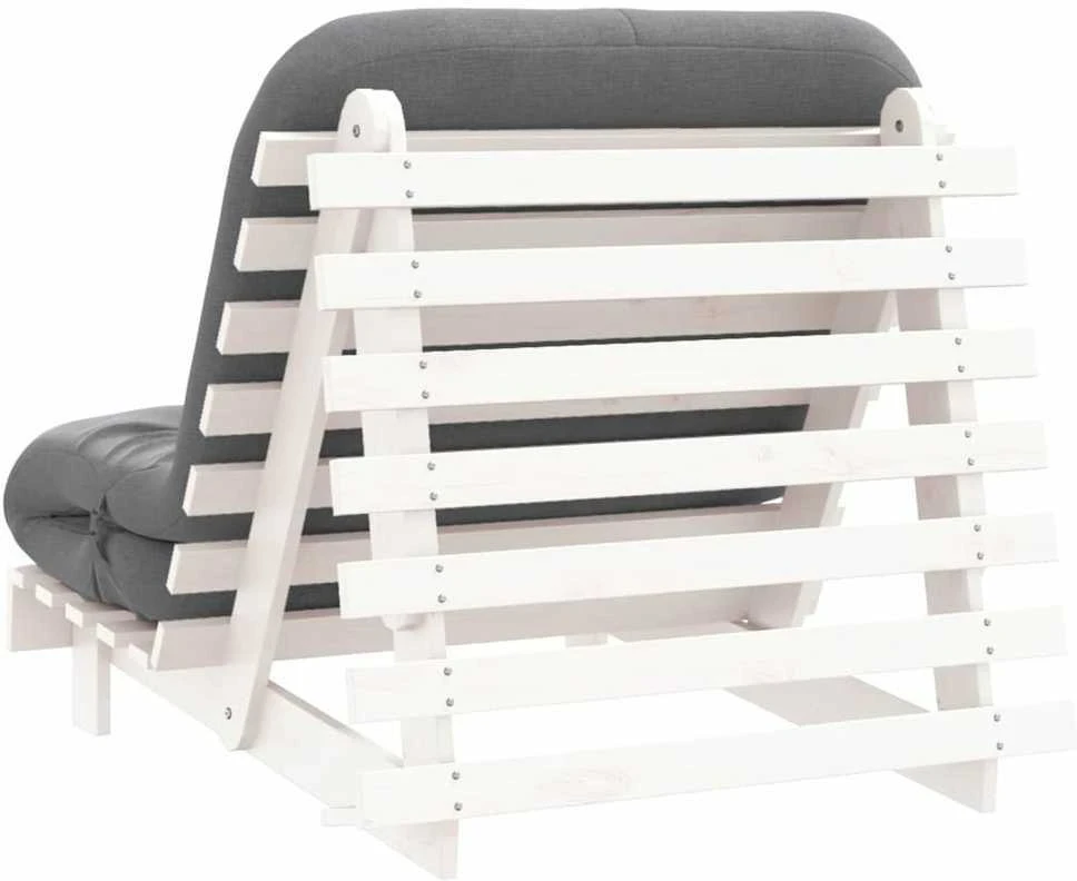Futono sofa-lova su čiužiniu, balta, 90x206x11cm, pušis