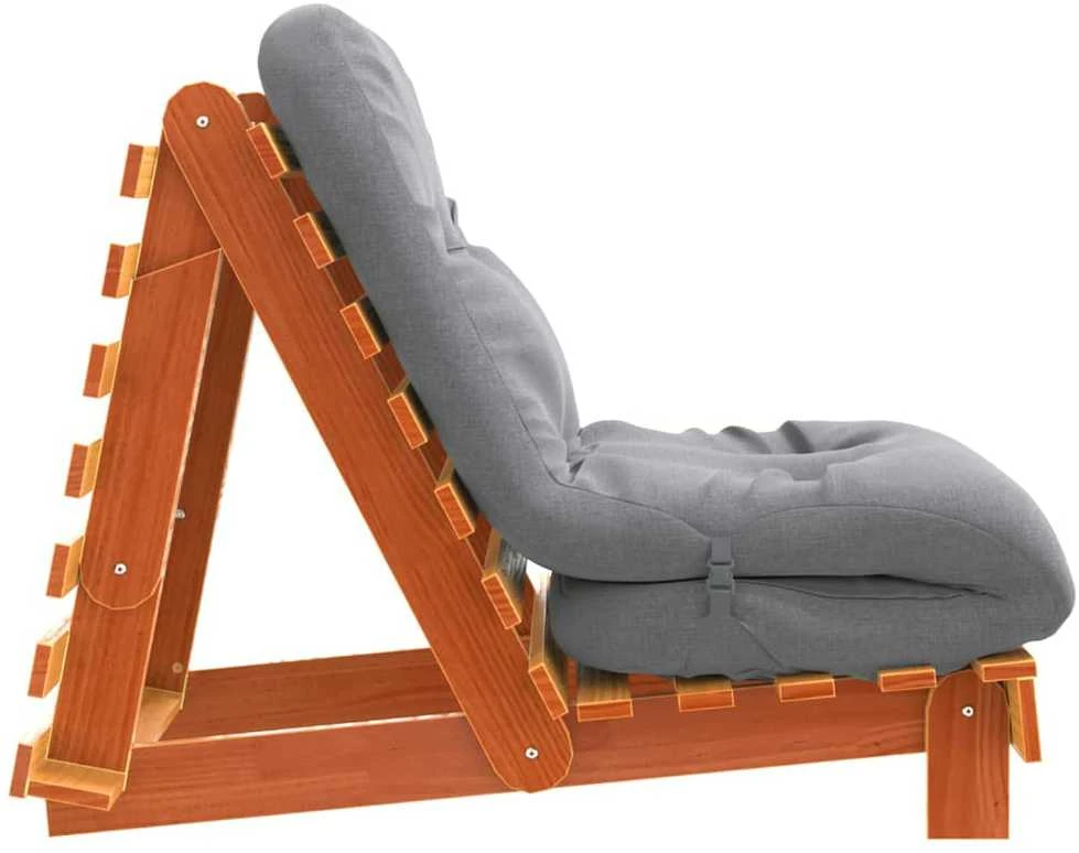 Futono sofa-lova su čiužiniu, vaško ruda, 70x206x11cm, pušis