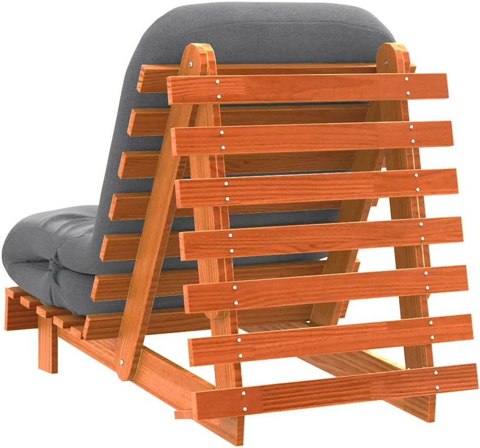 Futono sofa-lova su čiužiniu, vaško ruda, 70x206x11cm, pušis