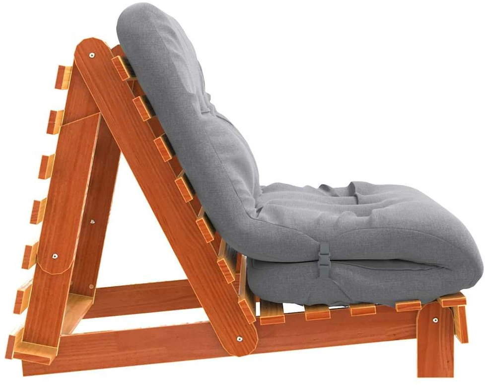 Futono sofa-lova su čiužiniu, vaško ruda, 80x206x11cm, pušis