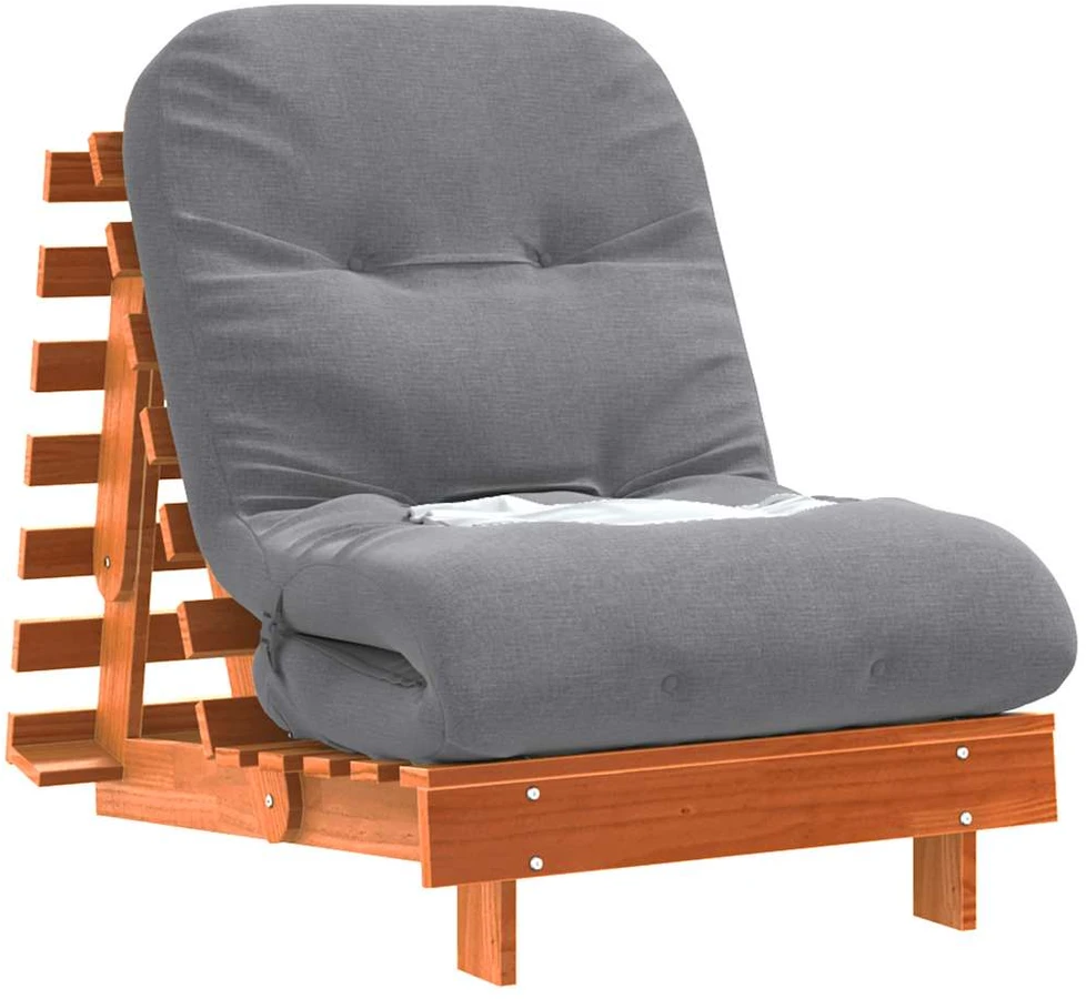 Futono sofa-lova su čiužiniu, vaško ruda, 70x206x11cm, pušis