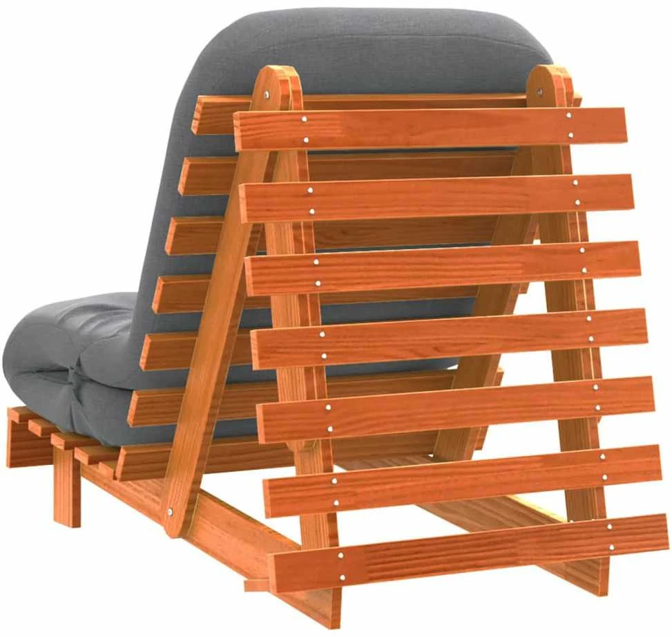 Futono sofa-lova su čiužiniu, vaško ruda, 70x206x11cm, pušis