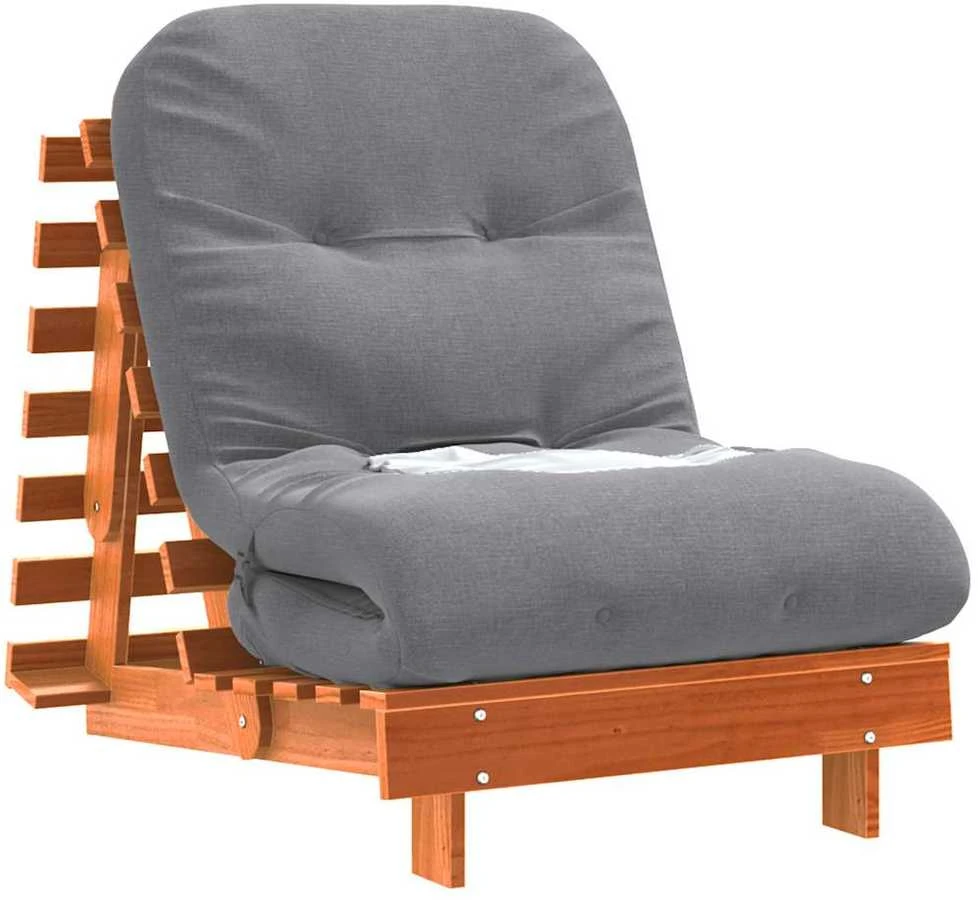 Futono sofa-lova su čiužiniu, vaško ruda, 70x206x11cm, pušis