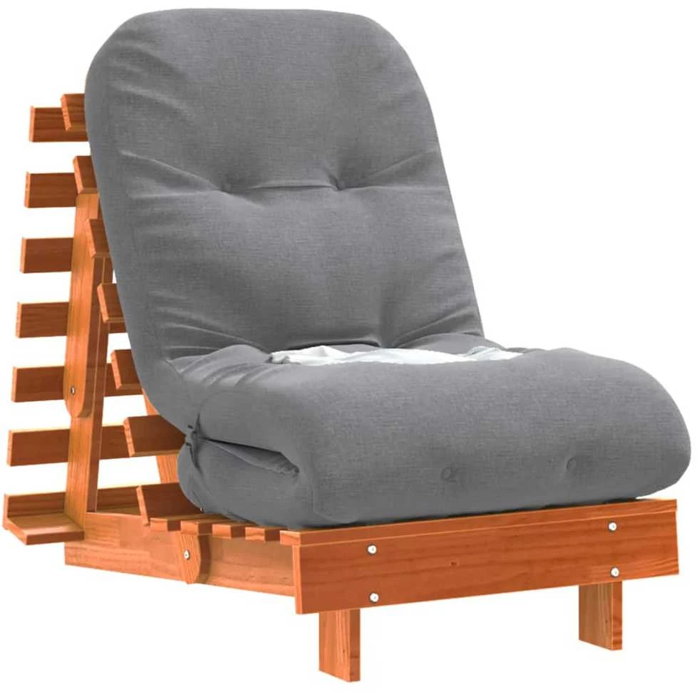 Futono sofa-lova su čiužiniu, vaško ruda, 60x206x11cm, pušis