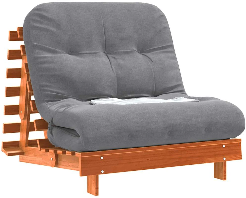 Futono sofa-lova su čiužiniu, vaško ruda, 80x206x11cm, pušis