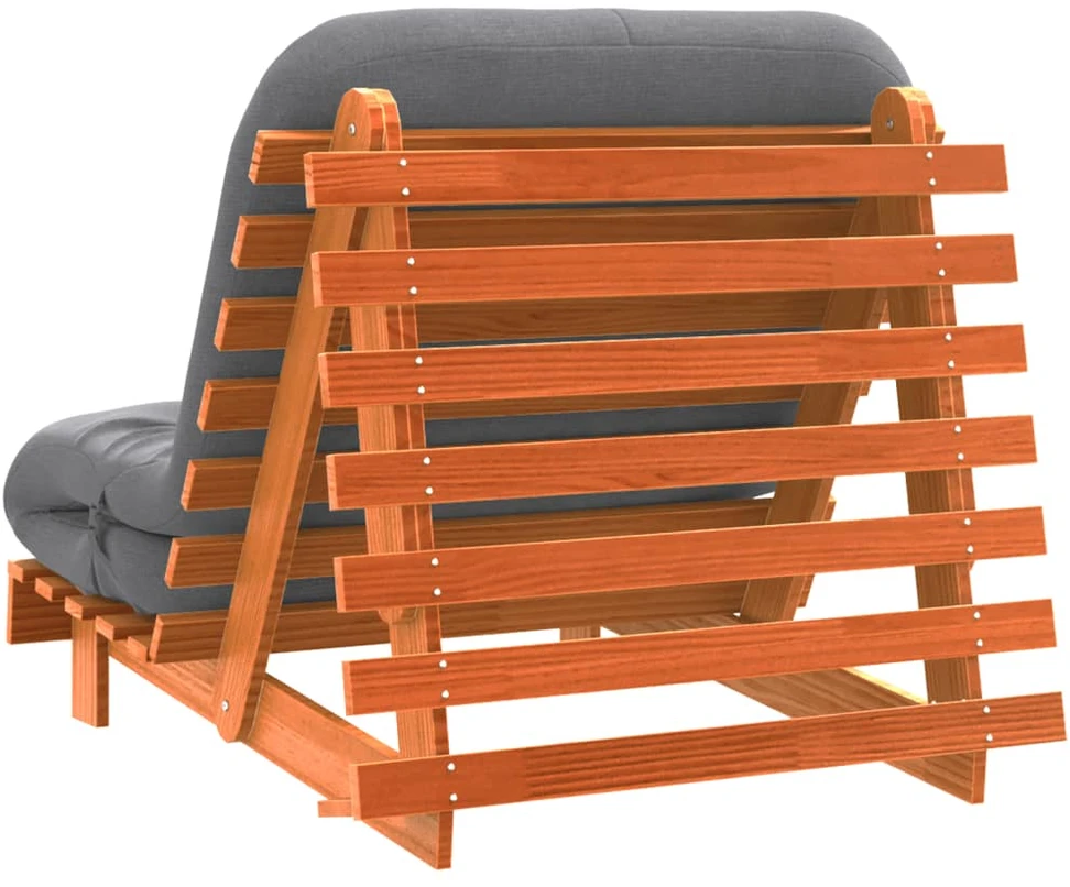 Futono sofa-lova su čiužiniu, vaško ruda, 90x206x11cm, pušis