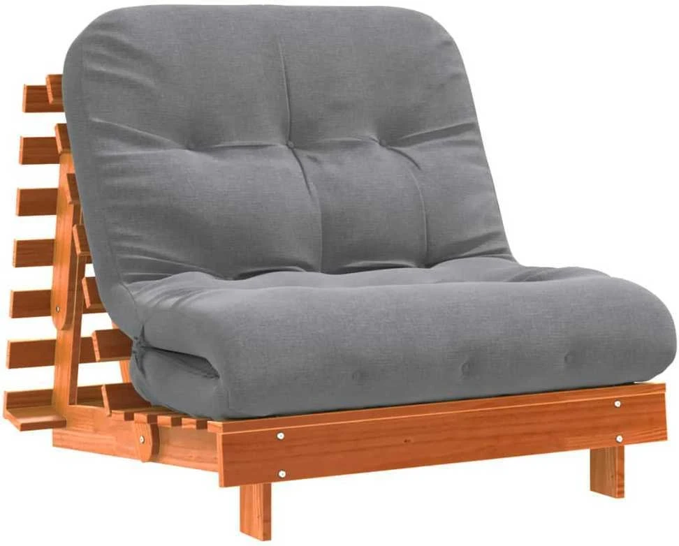 Futono sofa-lova su čiužiniu, vaško ruda, 80x206x11cm, pušis