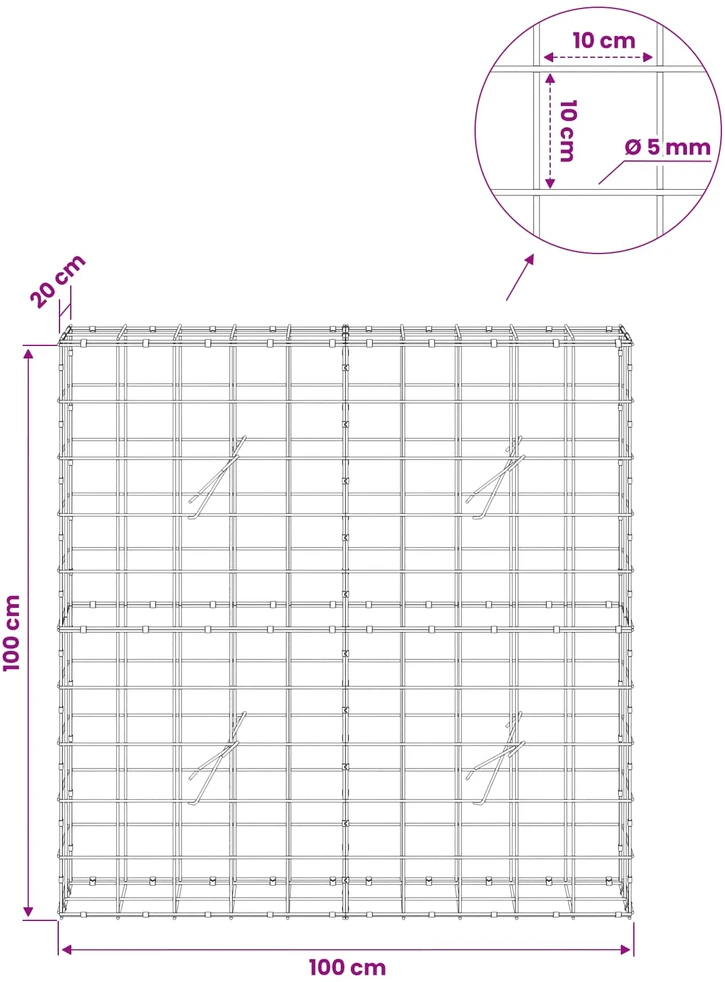 Gabionas su 5 mm viela ir 10x10 cm tinkleliu 100x20x100 cm