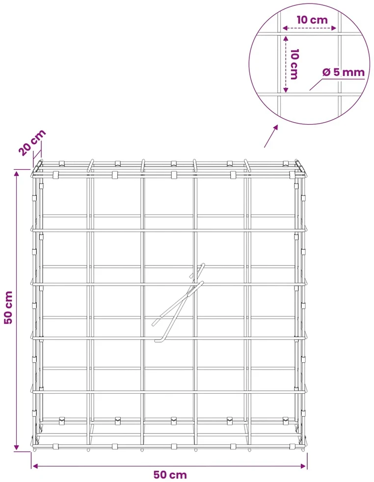 Gabionas su 5 mm viela ir 10x10 cm tinkleliu 50x20x50 cm