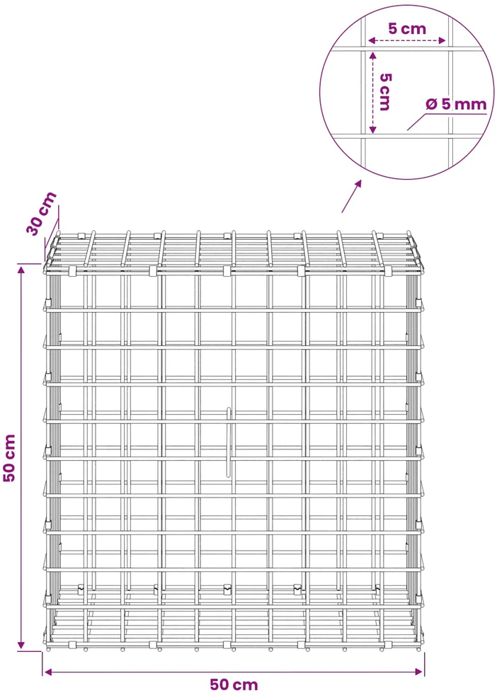 Gabionas su 5 mm viela ir 5x5 cm tinkleliu 50x30x50 cm