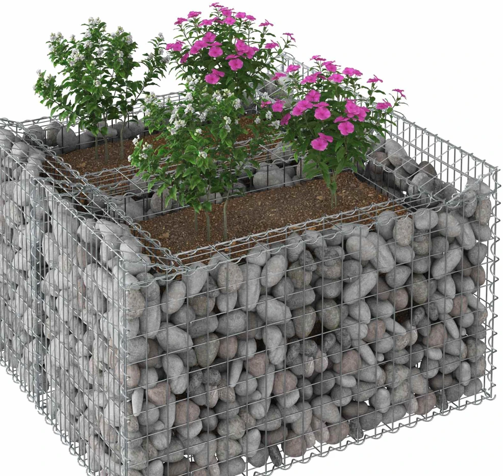 Gabioninė pakelta lova 100 x 100 x 60 cm Galvanizuotas plienas