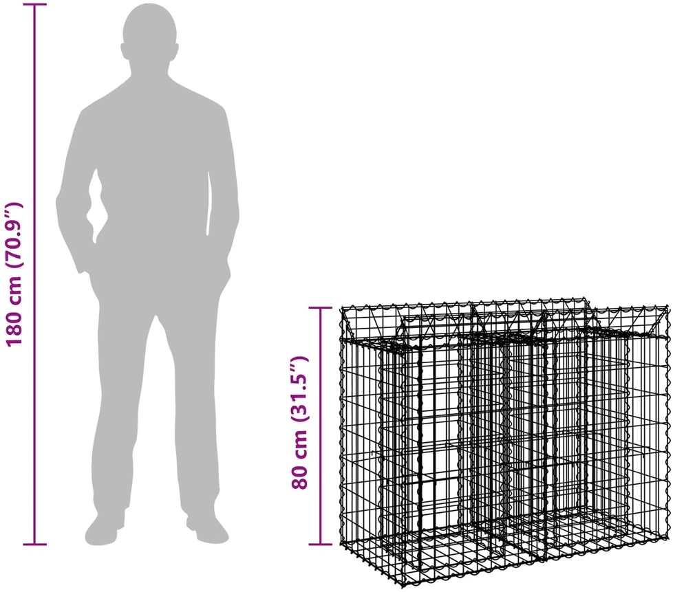 Gabioninė pakelta lova 100 x 50 x 80 cm Galvanizuotas plienas