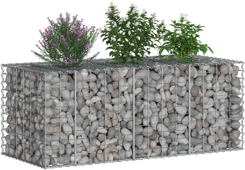 Gabioninė pakelta lova 140 x 60 x 55 cm Galvanizuotas plienas