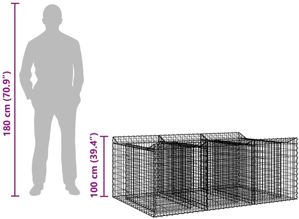 Gabioninė pakelta lova 150 x 100 x 60 cm Galvanizuotas plienas