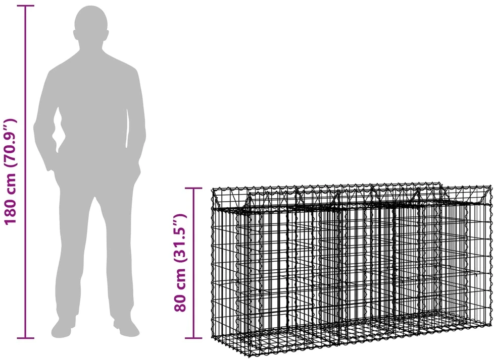 Gabioninė pakelta lova 150 x 50 x 80 cm Galvanizuotas plienas