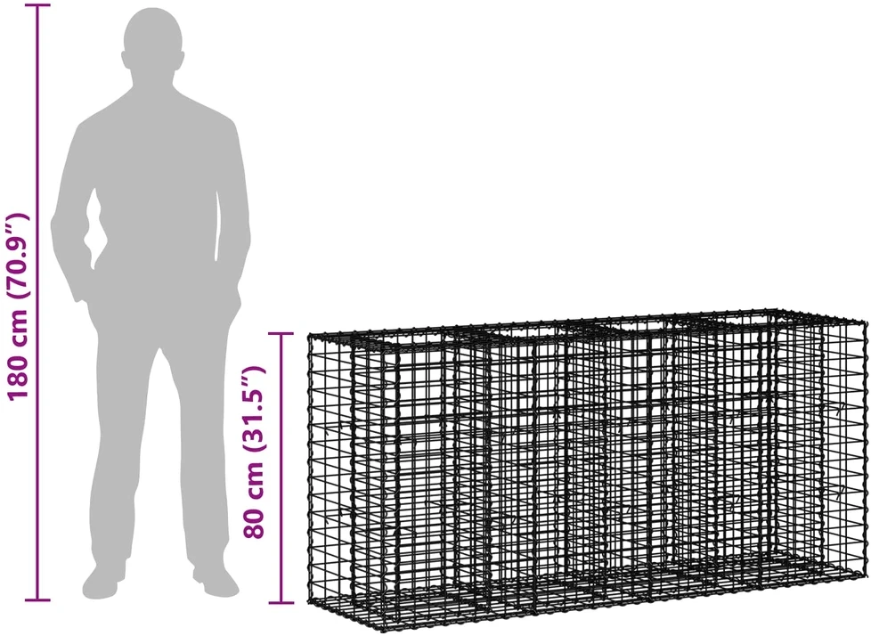 Gabioninė pakelta lova 170 x 50 x 80 cm Galvanizuotas plienas