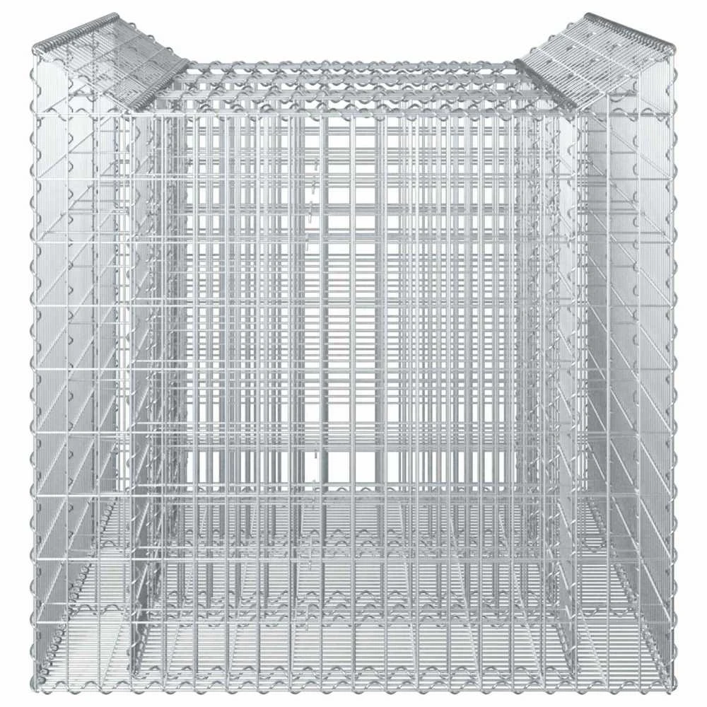 Gabioninė pakelta lova 2 vnt. 150 x 100 x 100 cm Sidabrinė