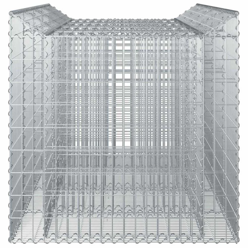 Gabioninė pakelta lova 2 vnt. 200 x 100 x 100 cm Sidabrinė